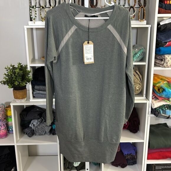 Prana sage Gray Long Sleeve Casual Dress ROSIE size small new with tags pockets - Picture 3 of 7